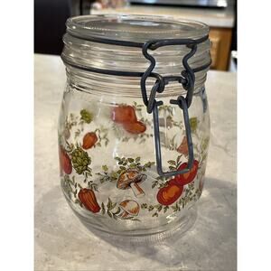 VINTAGE Arc Mushroom MCM Preserve Glass Canning Jar Metal Clap Made In France